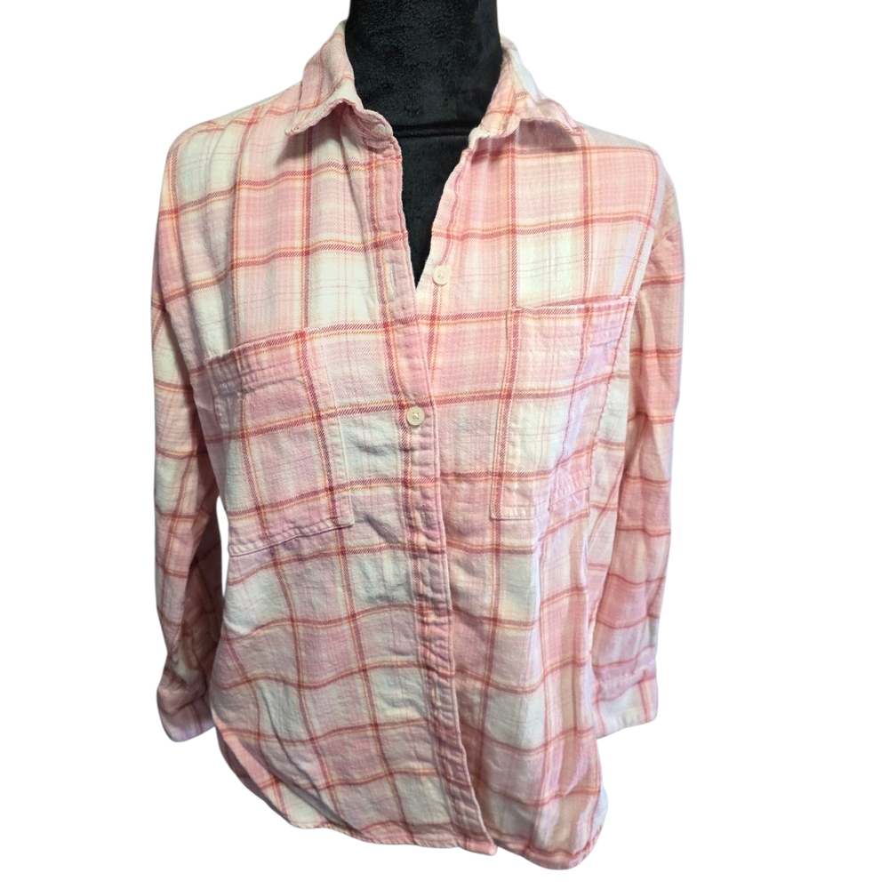 Old Navy Pink and Orange Plaid Shirt